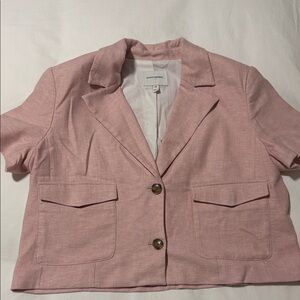 Banana Republic Cropped Pink Short-Sleeve Blazer